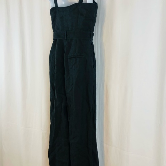 Los Angeles Atelier & Other Stories Linen wide-strap jump suit pockets 4 - Picture 9 of 16